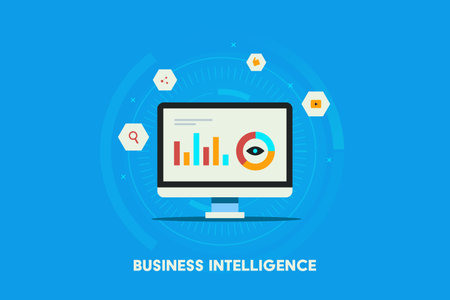 Business intelligence - Company financial data on smart dashboard.のイラスト素材