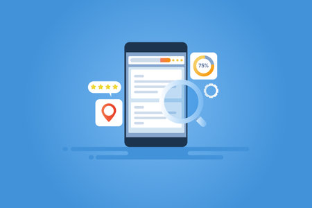 Mobile seo optimization - search marketing app, Digital seo marketing.のイラスト素材