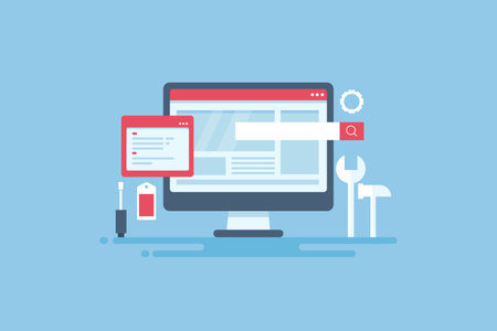 Website maintenance, web software system update, website under development concept.のイラスト素材