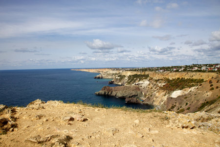 Black Sea, Cape Lermontov, peninsula of Crimea  In autumn 2013の写真素材
