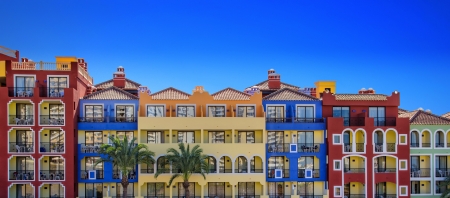 coloured houses on tenerifeの写真素材
