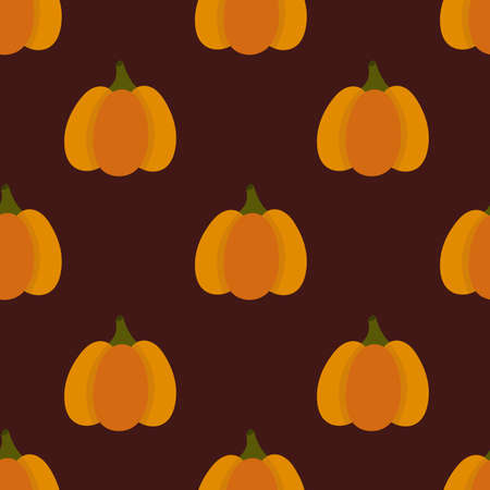 Seamless autumn pattern with pumpkins. Hand drawn cozy textile print. Thanksgiving, halloween decorative backgroundのイラスト素材