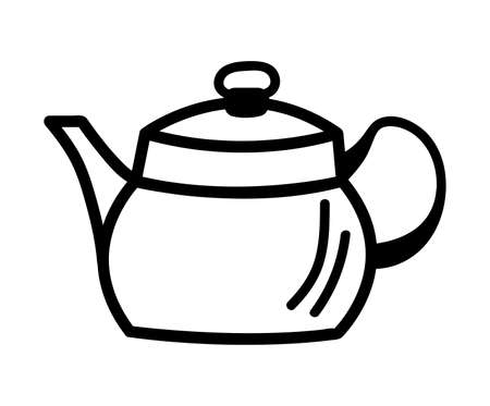 Kettle isolated icon. Vector hand drawn doodle sticker of a camping kettle.のイラスト素材