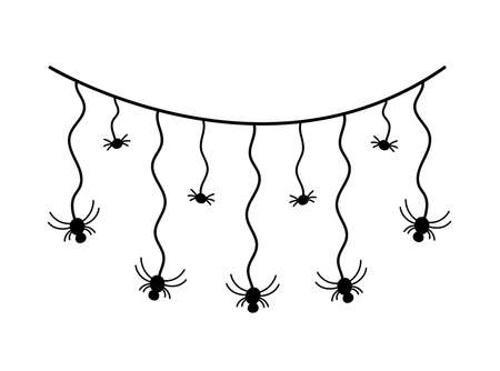 Halloween doodle decorative spooky element isolated. Hand drawn vector outline illustratioin of spiders line clip artのイラスト素材
