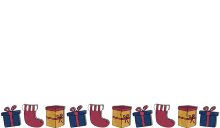 Christmas copy space background with gift boxes. Vector template of Christmas invitation, greeting cardのイラスト素材