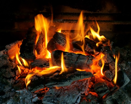 Fire in a fireplace                    
