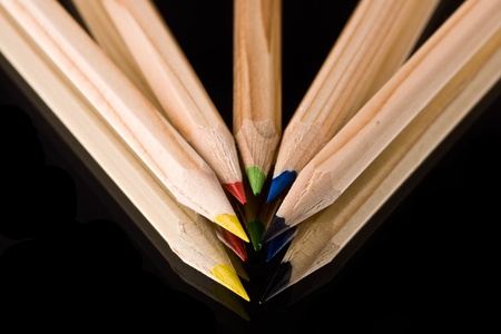 Colorful pencils on white background.の写真素材