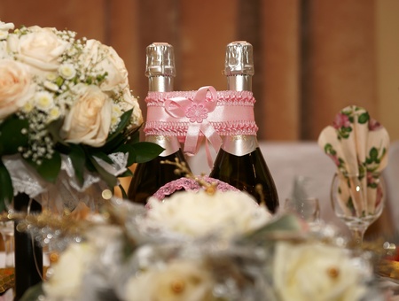 Wedding table, champagneの写真素材