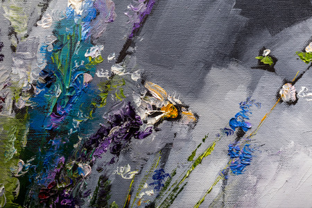 Oil painting still life with  flowers On  Canvas with  texture  in the grayscaleの写真素材