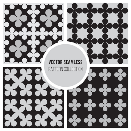Four Vector Seamless Black and White Geometric Cross Pattern Collectionのイラスト素材