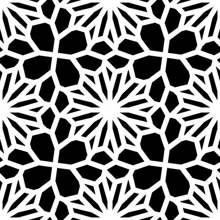 Black & White Seamless Geometric Square Lace Grid Pattern Backgroundのイラスト素材