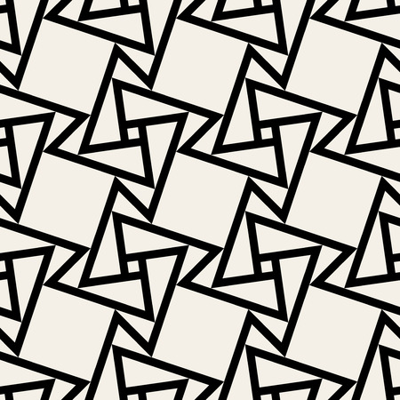 Seamless Black and White Geometric Square Tile Pattern Backgroundのイラスト素材