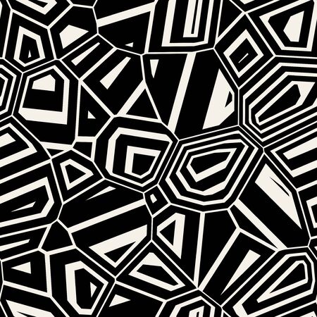 Seamless Black & White Abstract Mosaic Distorted Patternの写真素材