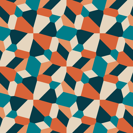 Vector Seamless Geometric Tiling Pattern in Teal and Orange Abstract Backgroundのイラスト素材