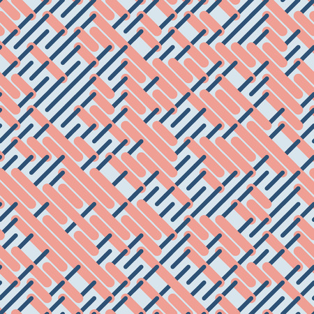 Vector Seamless Rounded Parallel Lines Pattern in Pink and Blue Abstract Background