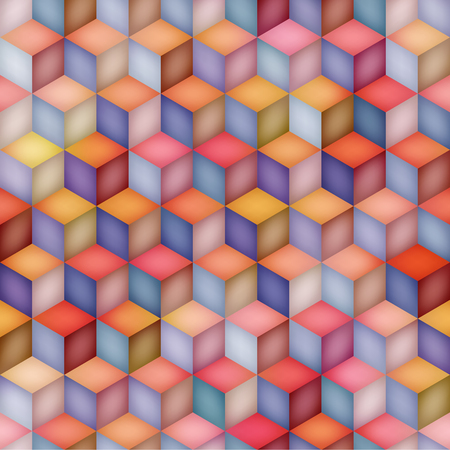 Vector Seamless Multicolor Gradient Cube Shape Rhombus Grid Pattern. Abstract Geometric Background Designのイラスト素材