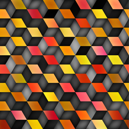 Vector Seamless Multicolor Gradient Cube Shape Rhombus Grid Geometric Pattern. Abstract Geometric Background Designのイラスト素材