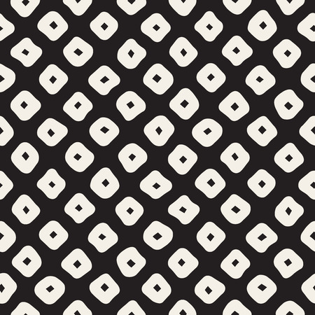Vector Seamless Black and White Hand Drawn Rhombus Pattern. Abstract Freehand Background Designのイラスト素材