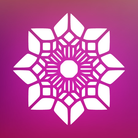 Vector Decorative White Kaleidoscope Mandala Ornament Illustration on Colorful Gradient Background. Abstract Decorative Design Elementのイラスト素材