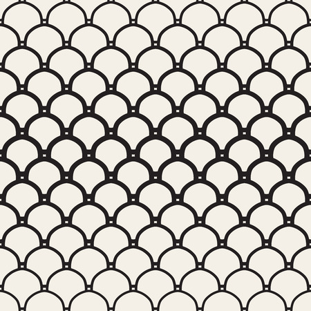 Vector Seamless Black and White Overlapping Circles Pattern. Abstract Geometric Background Designのイラスト素材