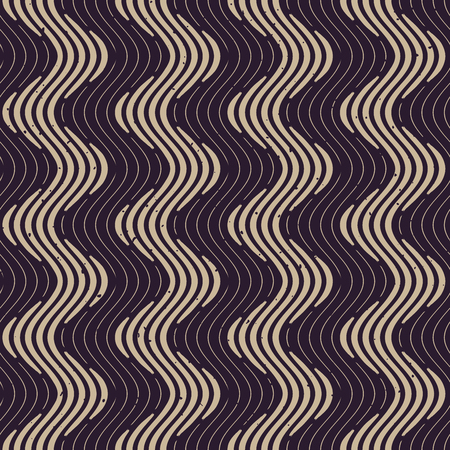 Vector Seamless Navy Grey Color Hand Drawn Engraving Wavy Lines Retro Pattern Abstract Backgroundのイラスト素材