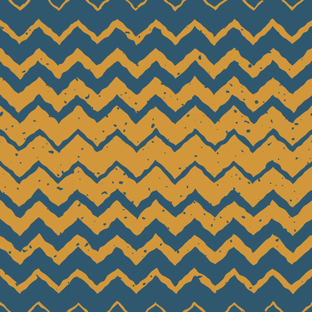 Vector Seamless Blue Yellow Color Hand Drawn Horizontal Gradient Halftone ZigZag Distorted Lines Grungy Ethnic Pattern Abstract Backgroundのイラスト素材