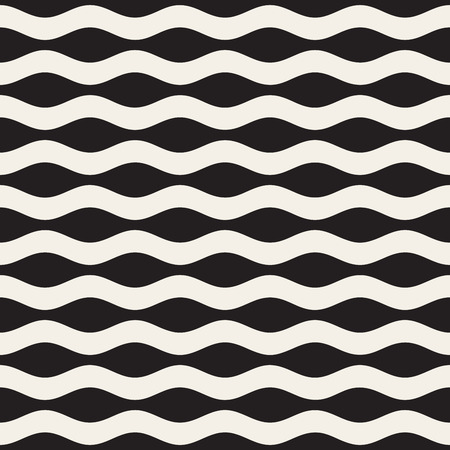 Wavy Ripple Lines. Abstract Geometric Background Design. Vector Seamless Black and White Pattern.のイラスト素材