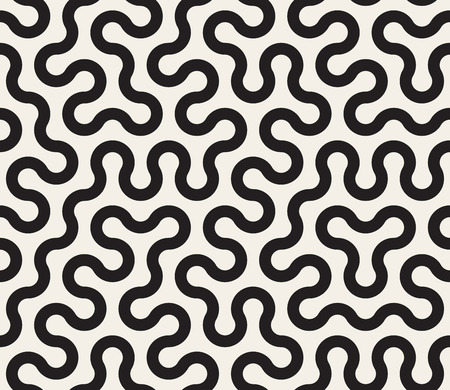Vector Seamless Black and White Tangled Round Stripes Geometric Pattern Abstract Backgroundのイラスト素材