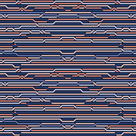 Vector Seamless  Rounded Rope Lines Brade Pattern In Blue Navy  Pink Abstract Background
