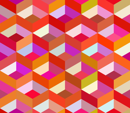 Vector Seamless Colorful Vivid Geometric Blocks Isometric Tiling Pattern Abstract Backgroundのイラスト素材