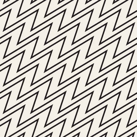 ZigZag Edgy Stripes. Abstract Geometric Background Design. Vector Seamless Black and White Pattern.のイラスト素材
