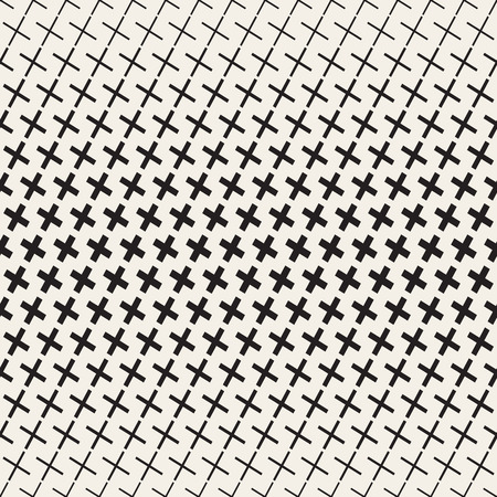 Halftone Gradient Mosaic Lattice. Abstract Geometric Background Design. Vector Seamless Black and White Pattern.のイラスト素材