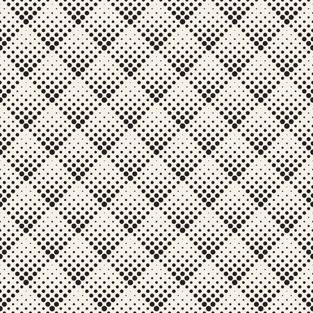 Stylish Minimalistic Halftone Circle Grid. Abstract Geometric Background Design. Vector Seamless Black and White Pattern.のイラスト素材