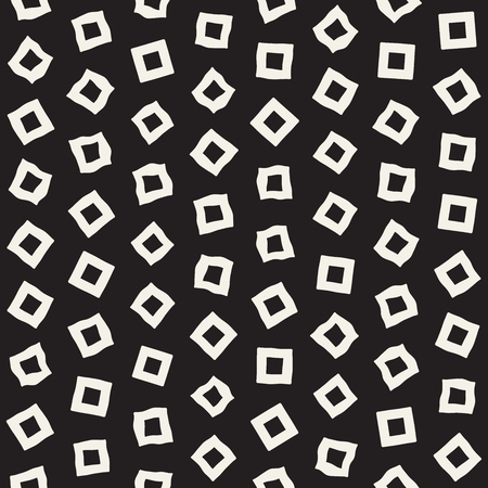 Stylish Doodle Scattered Shapes. Vector Seamless Black And White Freehand Patternのイラスト素材