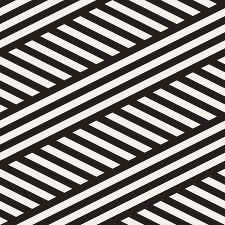 Interlacing Parallel Stripes. Vector Seamless Monochrome Pattern. Abstract Geometric Pattern.のイラスト素材