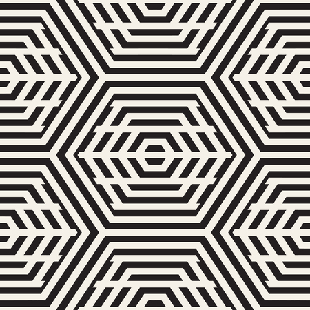 Vector Seamless Pattern. Repeating Lattice Abstract Background. Linear Grid From Striped Hexagonal Elements.のイラスト素材