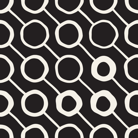 Vector Seamless Childlike Pattern. Abstract Background With Brush Lines. Monochrome Hand Drawn Geometric Shapes Textureのイラスト素材