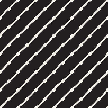 Vector Seamless Childlike Pattern. Abstract Background With Brush Lines. Monochrome Hand Drawn Geometric Shapes Textureのイラスト素材