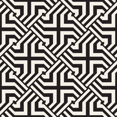 Repeating Geometric Stripes Tiling. Ornamental Stylish Texture. Vector Seamless Monochrome Patternのイラスト素材