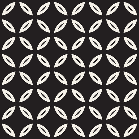 Vector Seamless Black And White Geometric Rounded Lines Pattern. Abstract Geometric Background Designのイラスト素材