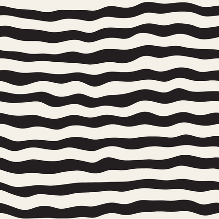 Wavy Ripple Hand Drawn Lines. Abstract Geometric Background Design. Vector Seamless Pattern.のイラスト素材
