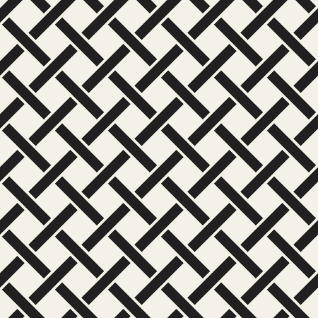 Seamless woven stripes lattice pattern. Modern stylish texture. Repeating abstract background with interlacing lines. Simple monochrome gridのイラスト素材