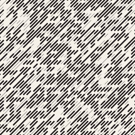 Vector Seamless Black And White Irregular Lines Grid Pattern. Trendy Monochrome Texture. Abstract...