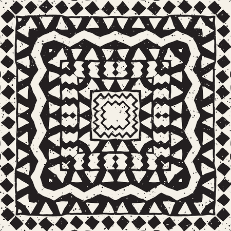 Hand drawn painted seamless pattern. Vector tribal design background. Ethnic motif. Geometric ethnic stripe lines illustration. For art prints, textile, wallpaper, wrapping paper.のイラスト素材