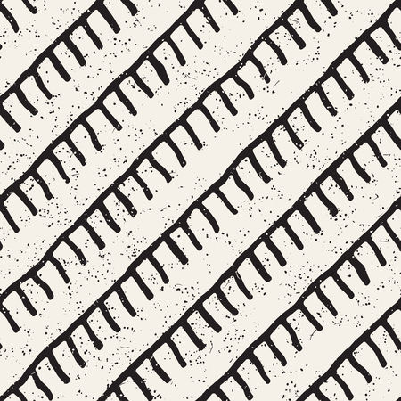 Seamless pattern with hand drawn brush strokes. Ink doodle grunge illustration. Geometric monochrome vector pattern.のイラスト素材
