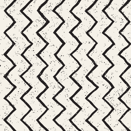 A seamless pattern with hand drawn brush strokes. Ink doodle grunge illustration. Geometric monochrome vector pattern.のイラスト素材