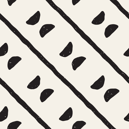 Seamless pattern with hand drawn lines. Abstract background with freehand brush strokes. Black and white grunge texture. Ornament for wrapping paper.のイラスト素材