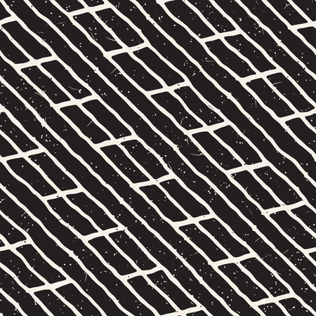 Hand drawn style seamless pattern. Abstract geometric tiling background in black and white. Vector doodle line latticeのイラスト素材