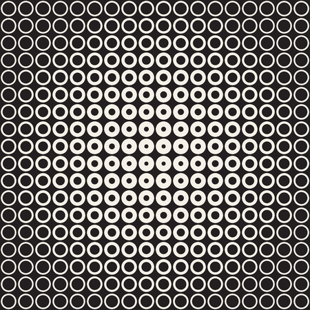 Abstract black and white ring pattern background. Seamless geometric circle halftone. Stylish modern textureのイラスト素材