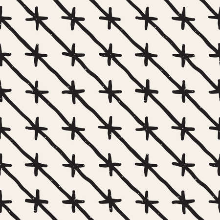 Hand drawn black and white ink abstract pattern.のイラスト素材